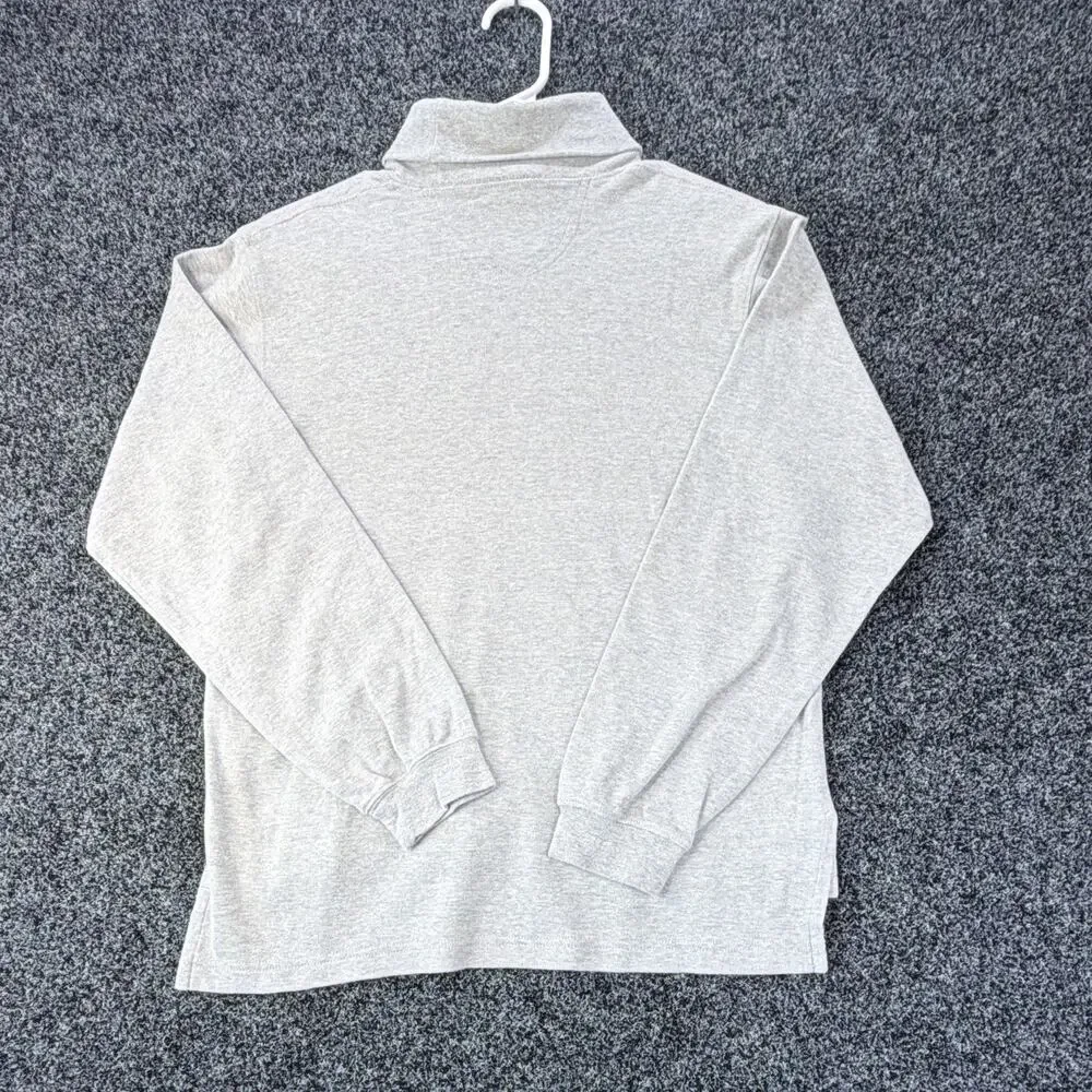 Façonnable Mens M Gray Mock Neck Cotton Knit Pullover Sweater Logo Long Sleeve